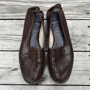 Giorgio Armani Men’s shoes brown woven leather loafer size EU 45 / US 11.5